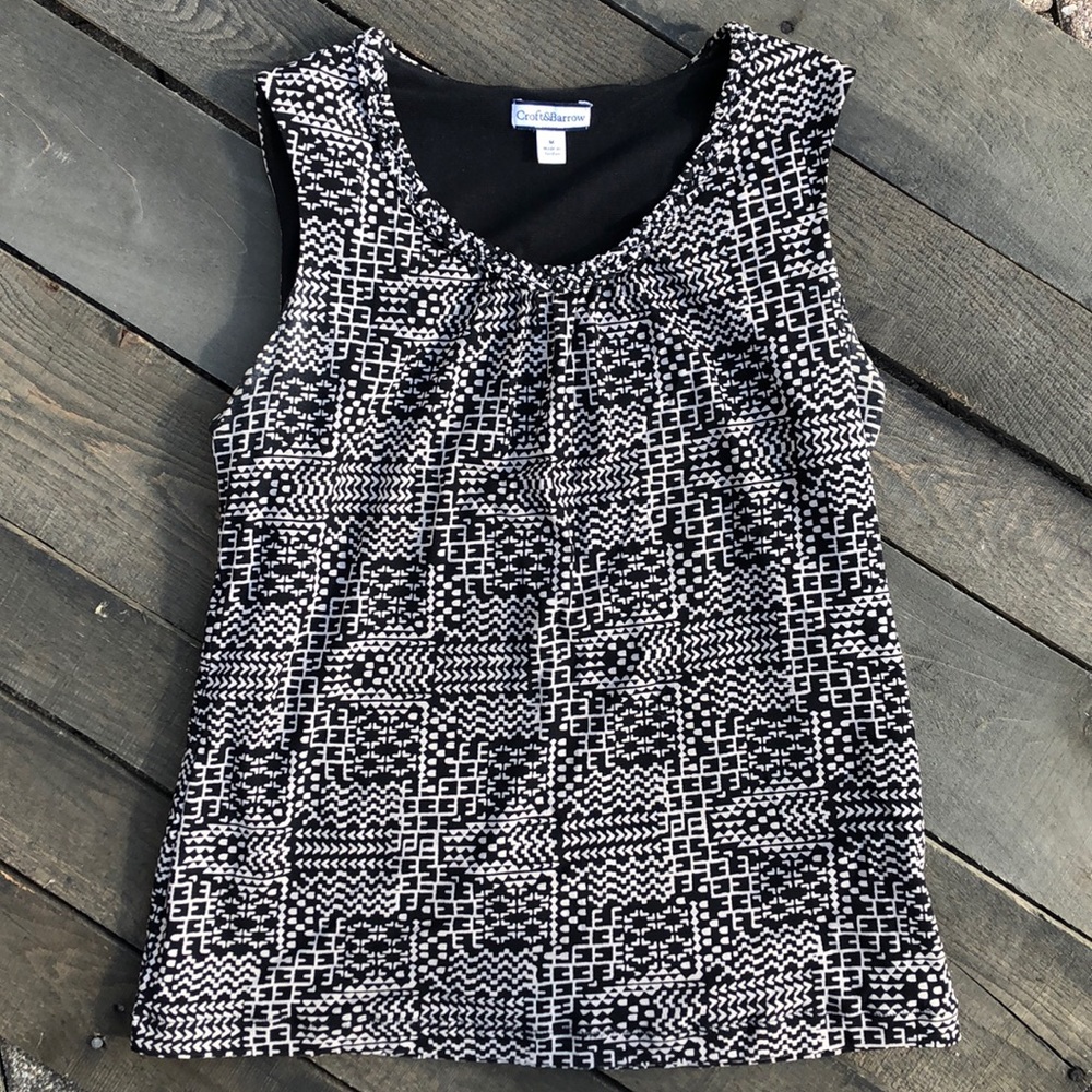 Classic Blouse Tank Top, black/cream